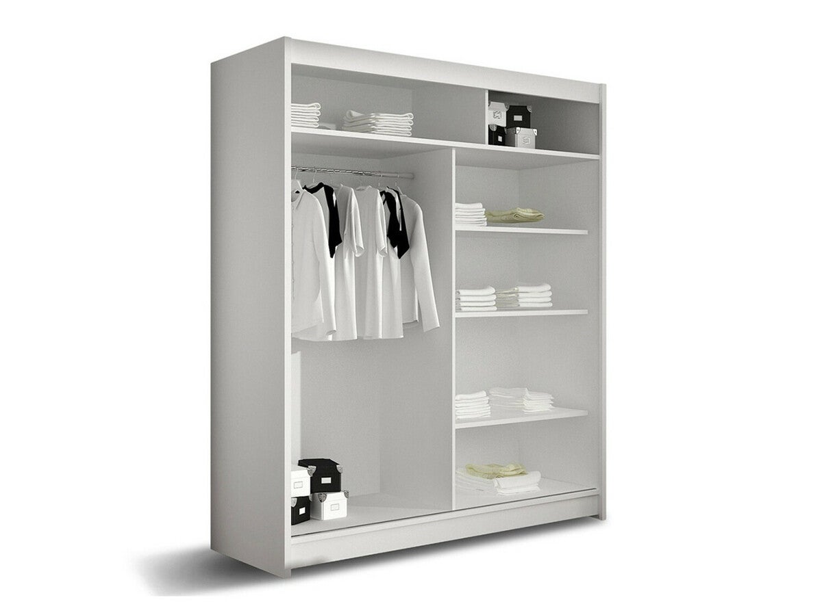 Armoire Closico Camera II, Blanc, 200x150x58cm, Portes d'armoire: Coulissantes, Nombre d'étagères: 5.00 - 3