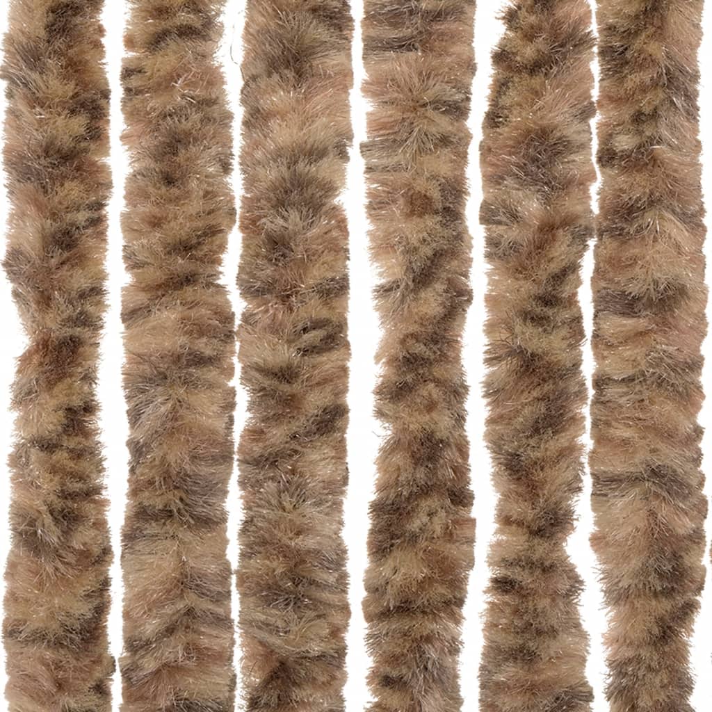 Rideau anti-mouches beige et marron foncé 118x220 cm chenille CFW65086 - 5