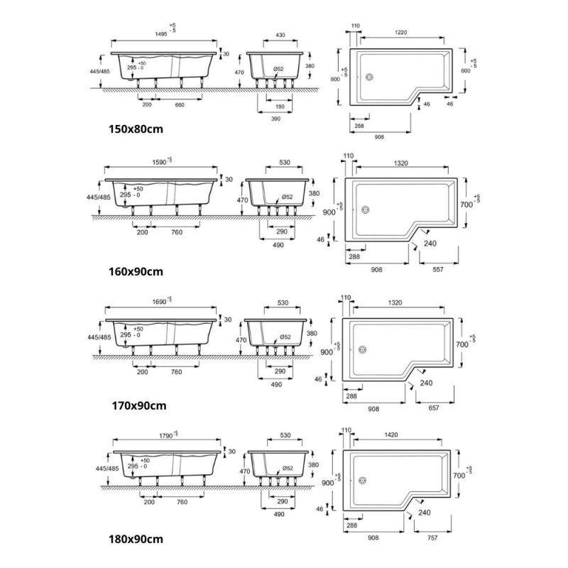 Pack baignoire bain douche 170 x 90 JACOB DELAFON Neo version gauche + pare bain chromé + tablier en angle - 4