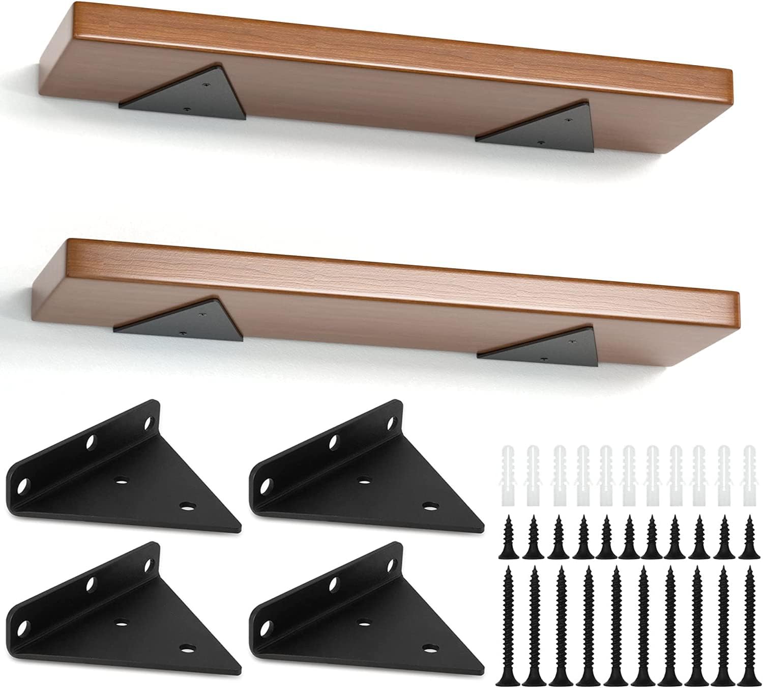 Lot De 4 Équerres Pour Étagères En Fonte - Design Rustique, Charge 15 Kg | Support Mural Déco Salon, Bureau
