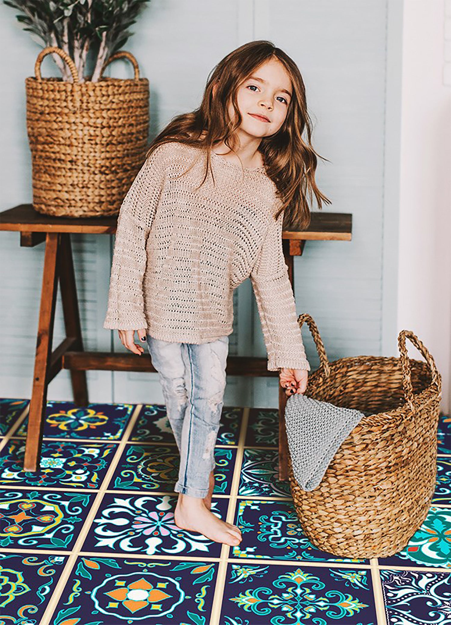 Tapis vinyle intérieur carreaux portugais raffinés, tapis en vinyle intérieur décoration méditerranéenne 140x210 – Tulup - 4