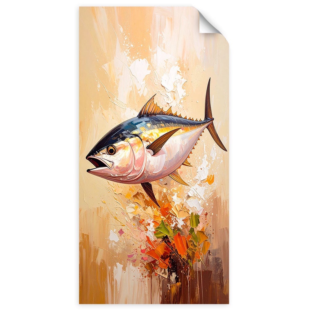 Naklejka na ścianę do pokoju młodzieżowego, Ryba Morze imitacja farby 80x160