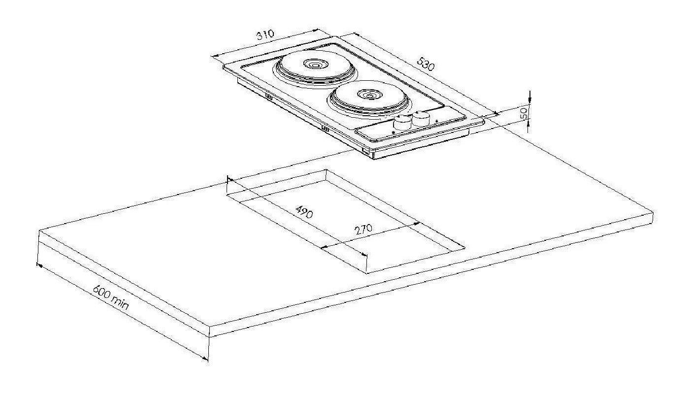 Plaque de cuisson électrique 2 feux avec manettes DOMINO MT+ MODERNA MTAD031Z00 - 3