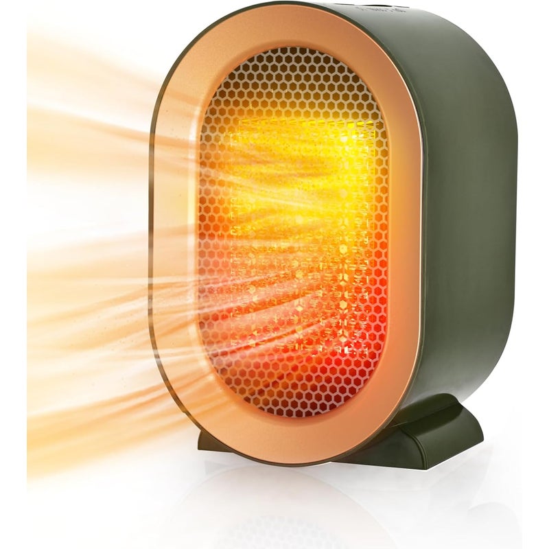 Przenośny grzejnik elektryczny 800/1200 W, zabezpieczenie przed przegrzaniem i przewróceniem, kolor zielony