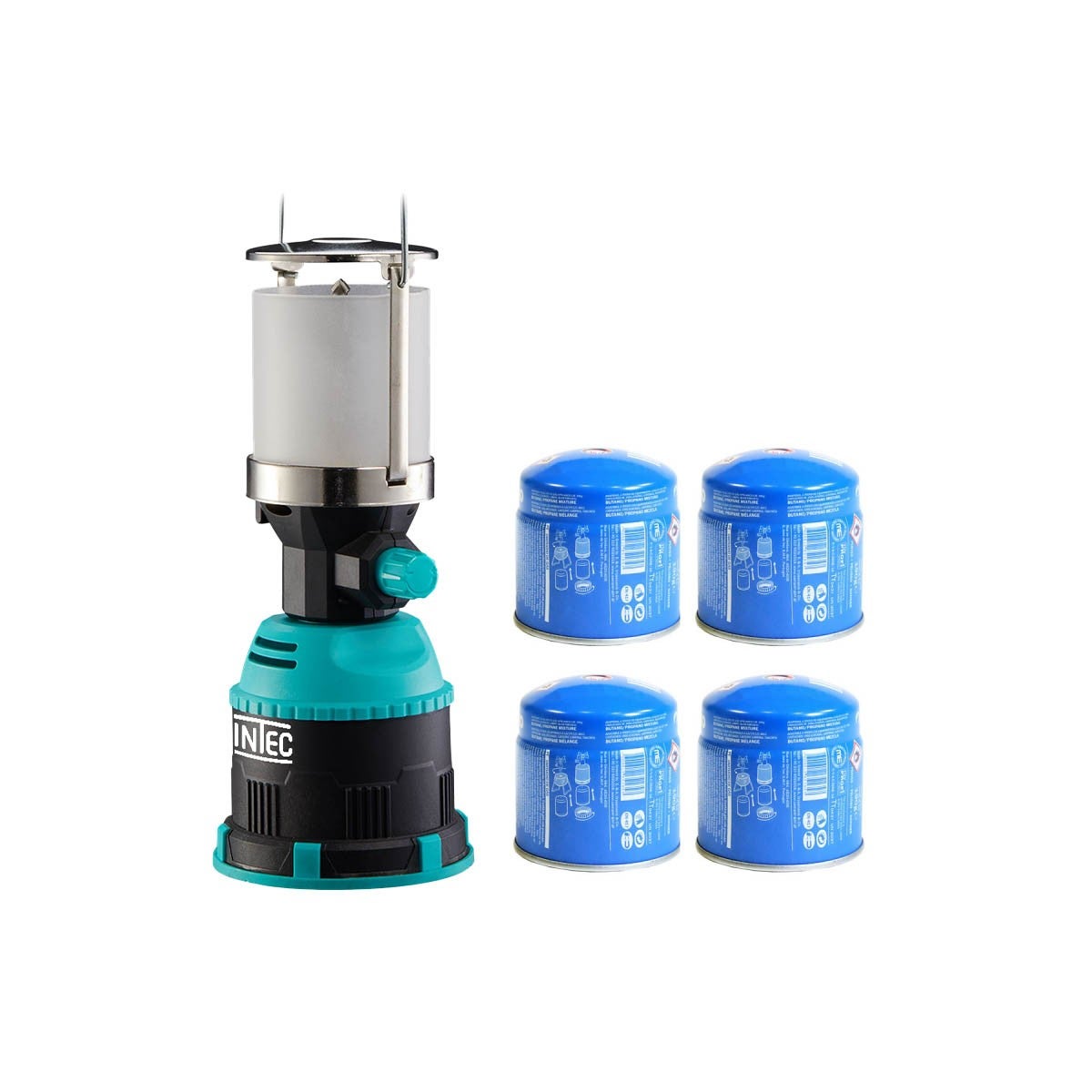 Lanterne Intec Lampe à gaz 450W piezo coque ABS 8 cartouches 190gr