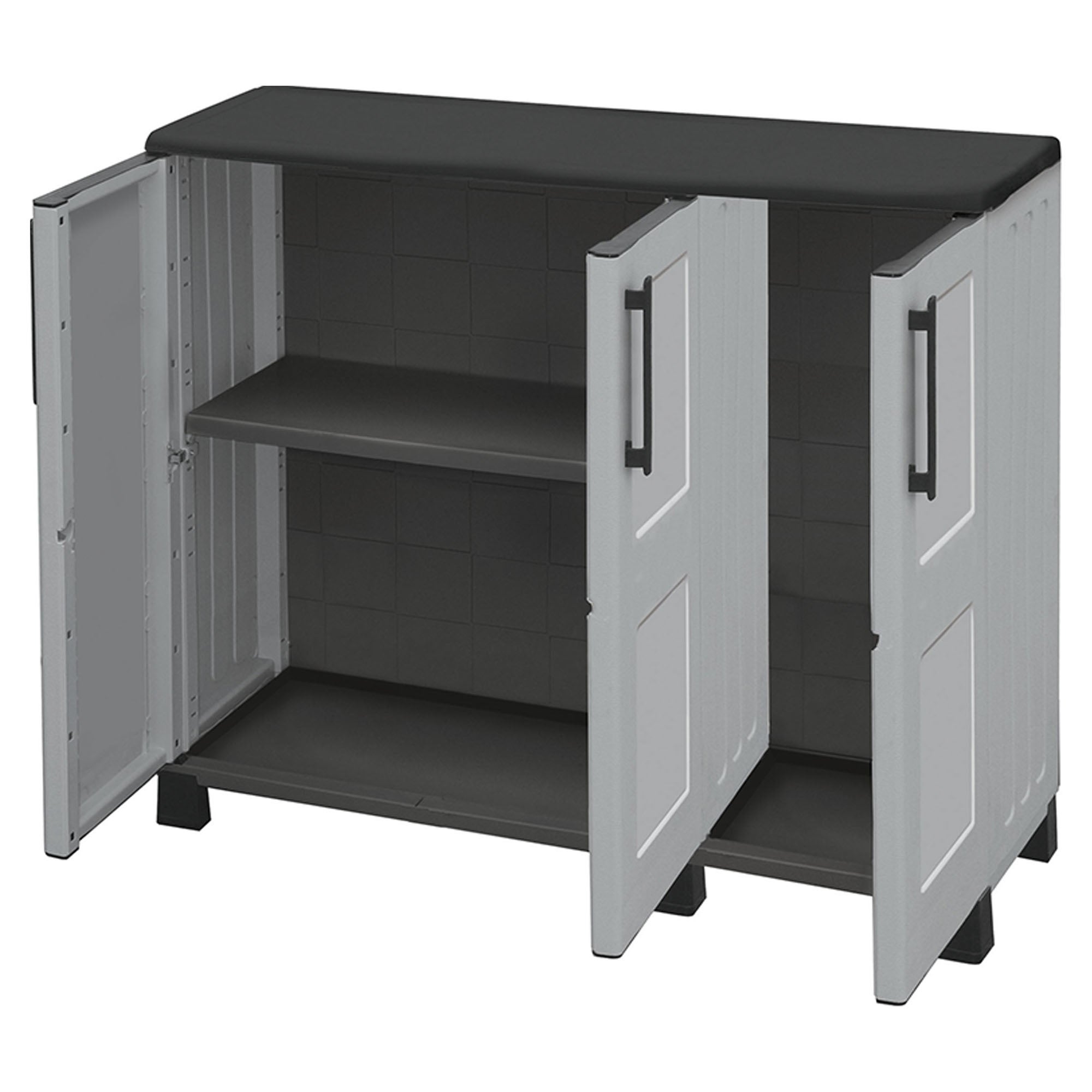 armadio di media altezza in polipropilene, materiale sostenibile, riciclabile ed ecologico, è dotato di cerniere in acciaio, ripiani regolabili e - 4