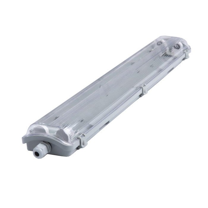 Lampa do garażu piwnicy T8/G13 hermetyczna 15W tworzywo sztuczne szaro-klosz przezroczysty wym:6,1x66x7cm IP65 Ecolight