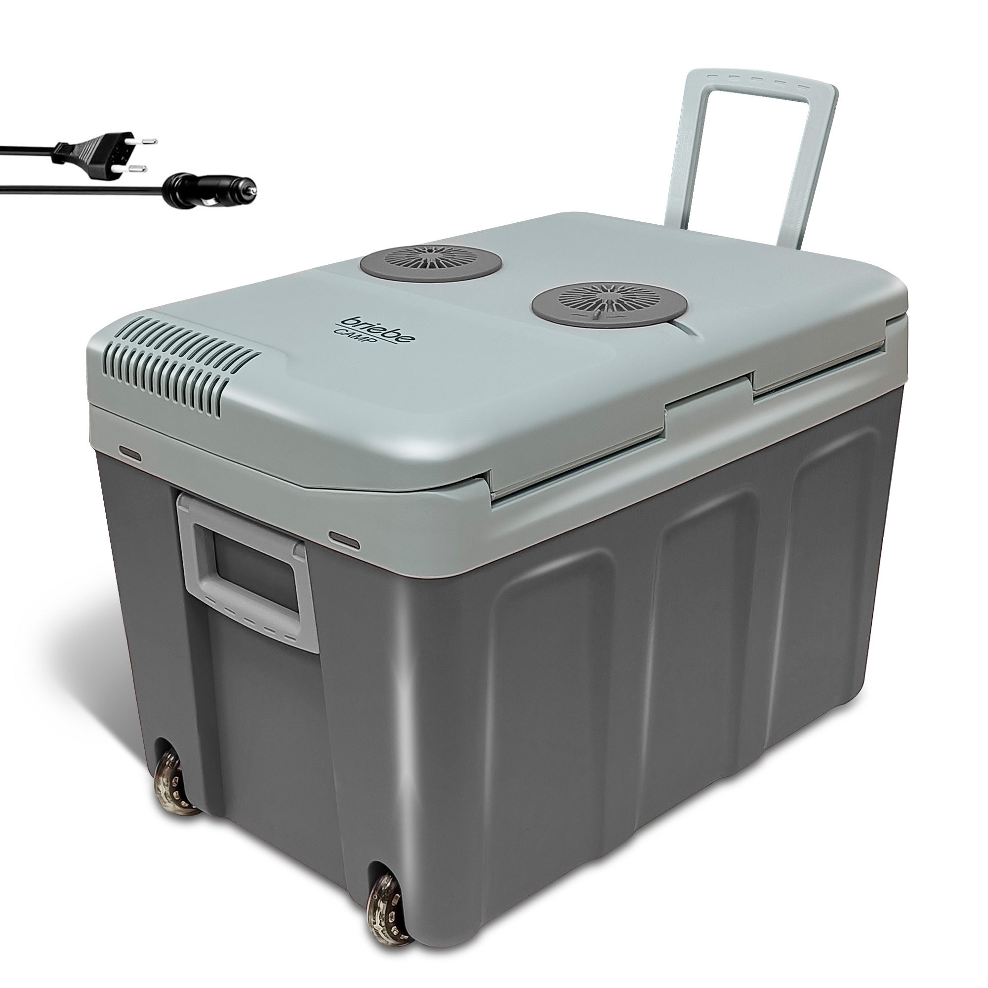 Nevera portátil eléctrica de viaje, coche, camping, 40 l, conexión 12v y 220v, enfría y calienta, briebe, gris, cf1155