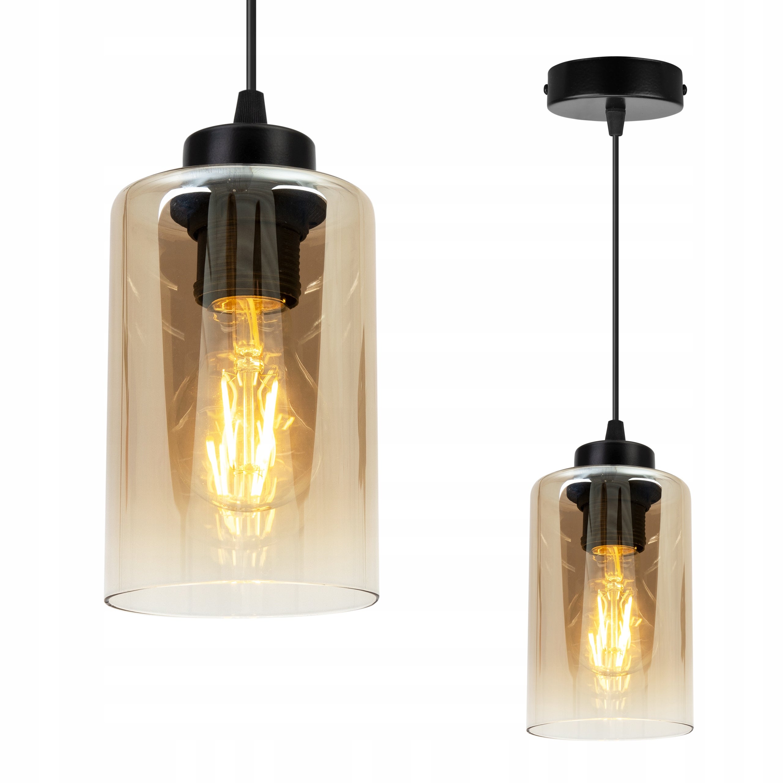 Lampa sufitowa wisząca Hella loft czarna 1xE27 klosz tuba miodowa Light Home LH