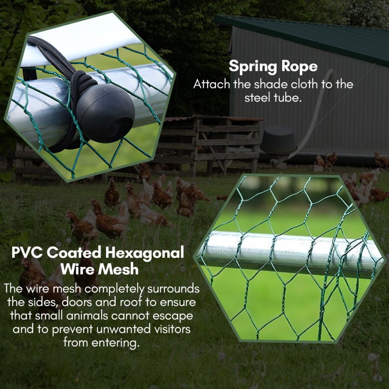 Galinheiro Galinheiro Aço galvanizado com rede com zona coberta com fechadura Galinheiro para pequenos animais 3 x 8 x 2 m 24m² - 5