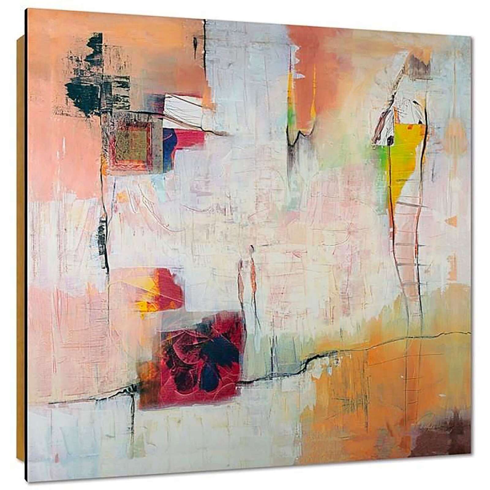 Tableau bois art abstrait 2 - 40 x 40 cm - 2