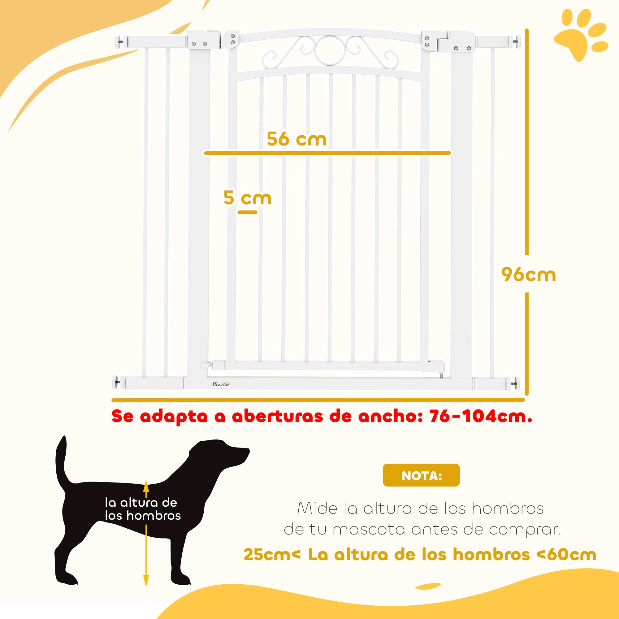 Barrera de Segurança para Cães PawHut Aço e PA Branco 76-102x96 cm - 3
