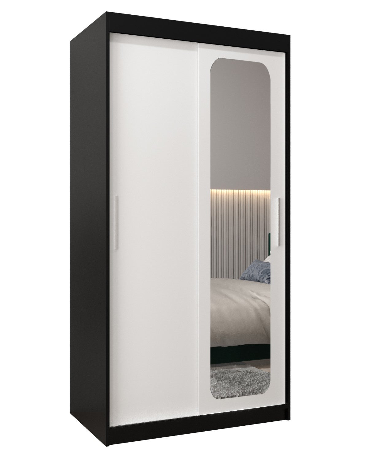 Szafa przesuwna garderoba PROMO T2 100 x 62 x 200 cm Czarny + Biały - Abiks Meble