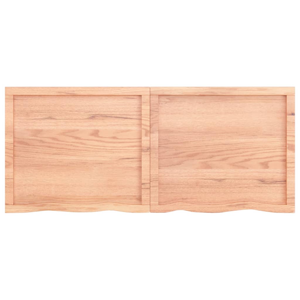 Étagère murale marron clair bois chêne massif traité - 4