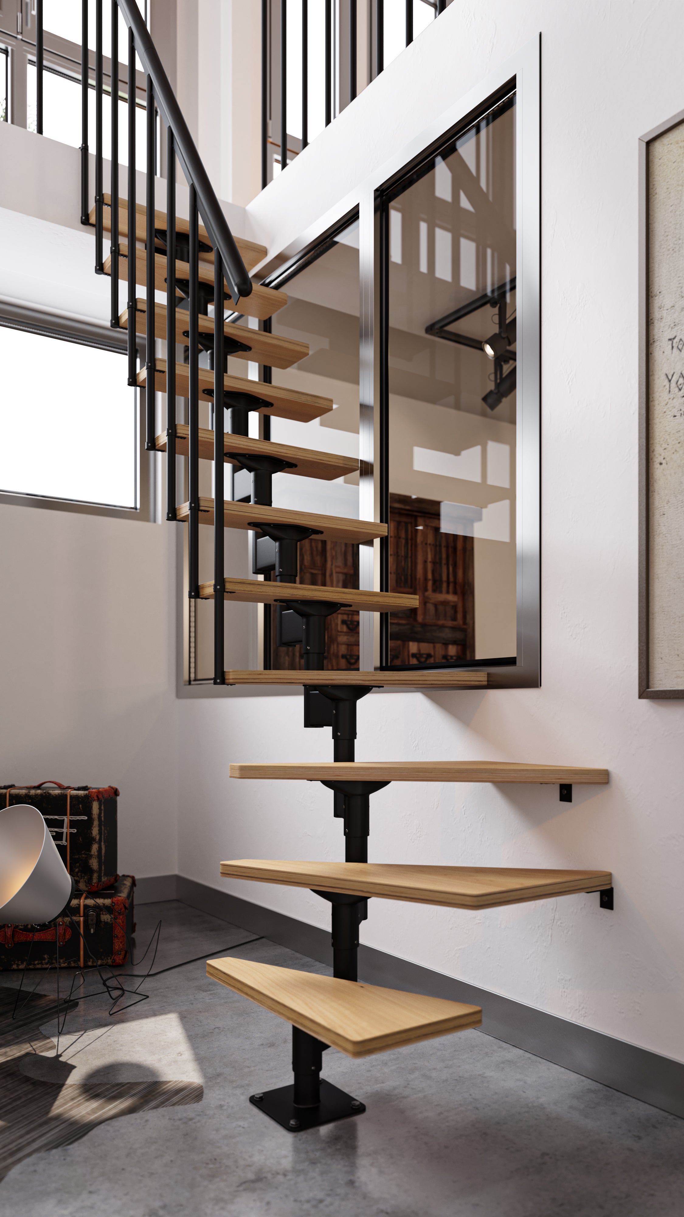 Escalera dallas 1/4 de giro color ral7016 - alt.300cm - sogem