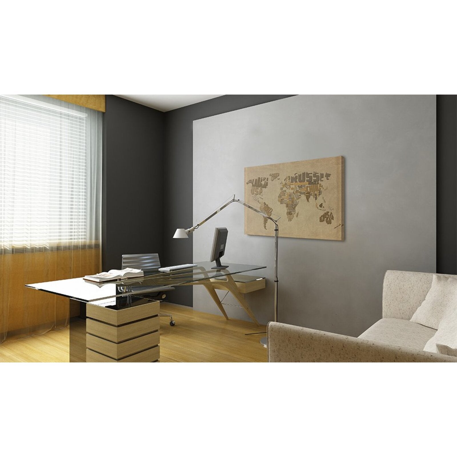 Tableau ancienne carte du monde - 120 x 80 cm - 2