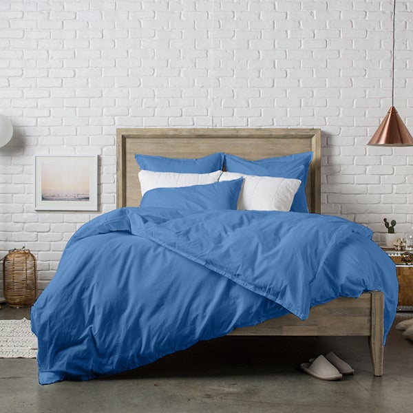 Housse De Couette Percale Polycoton Blanc 260x240 Cm - Douceur Premium Pour Lit Queen Size
