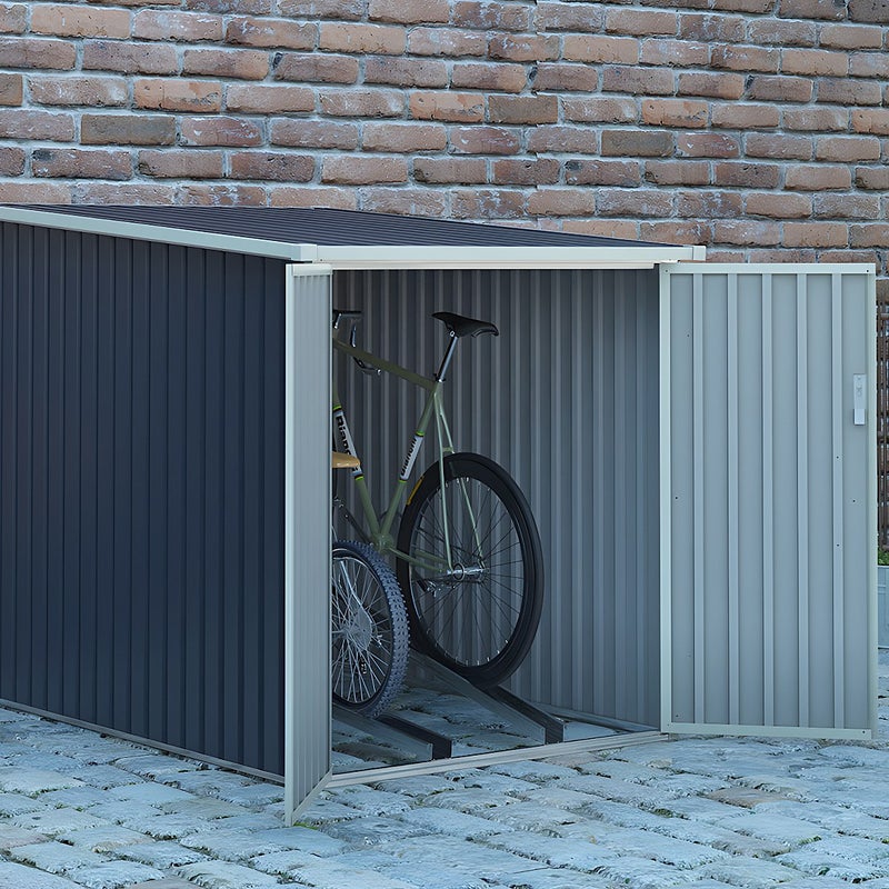 Wiata rowerowa NIKI ze stali galwanizowanej w kolorze szarym – 2,81 m²