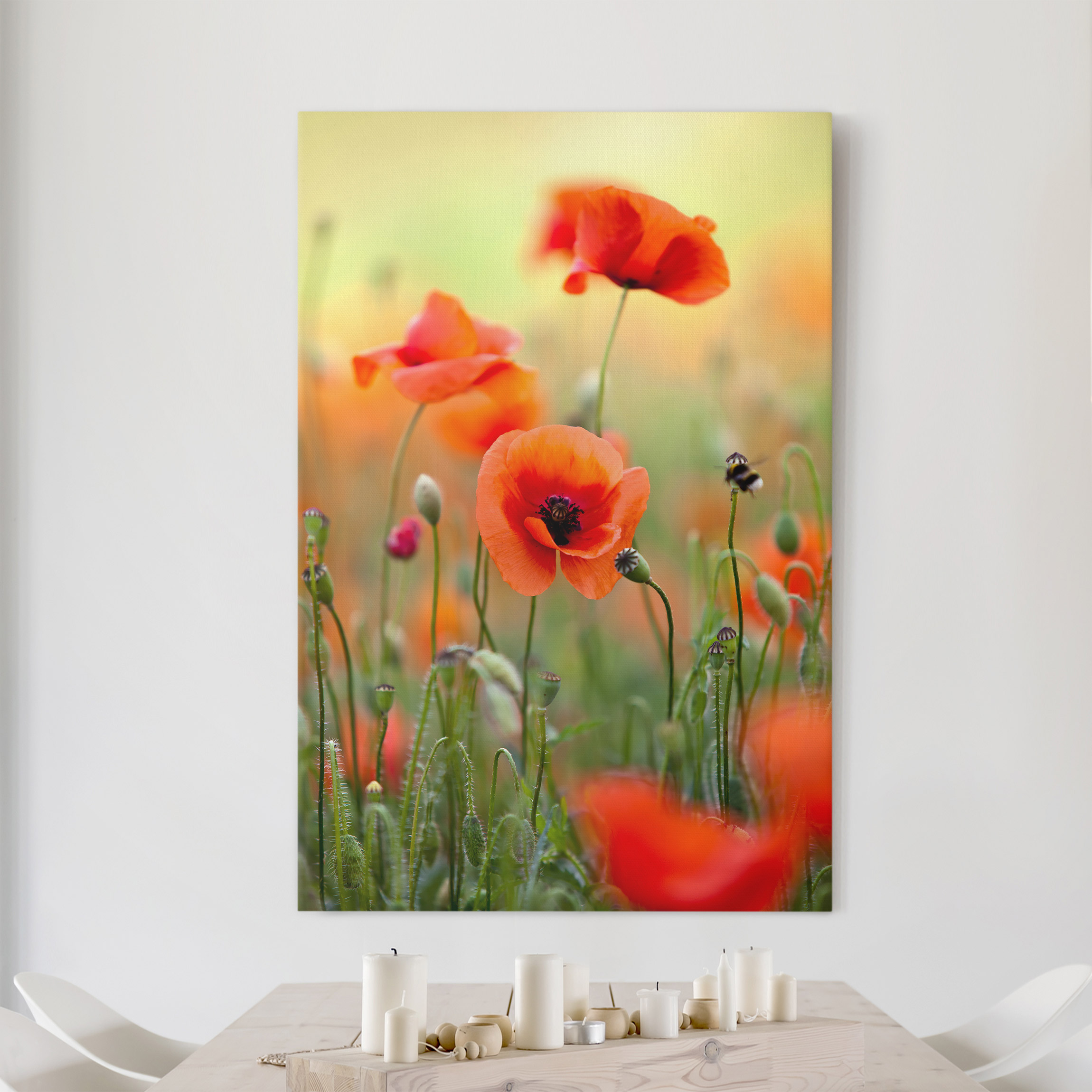 Lienzo cuadro en lienzo bastidor impresion en lienzo verde botánica flor amapola fotografía 151 cocina dormitorio salón pasillo 60 x 90 cm