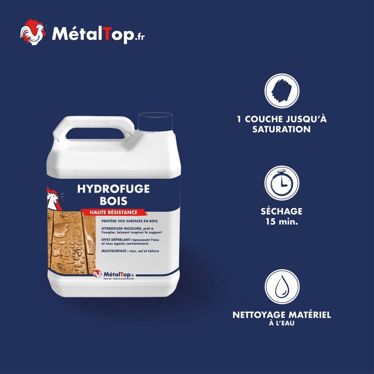 Hydrofuge Bois - 1 L - Métaltop - 5