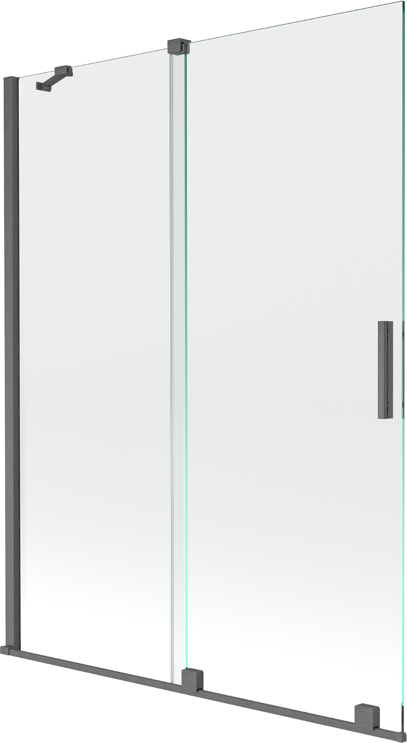 Mexen Velar parawan nawannowy 2-skrzydłowy rozsuwany 130 x 150 cm, transparent, gun gray szczotkowany - 896-130-000-01-66