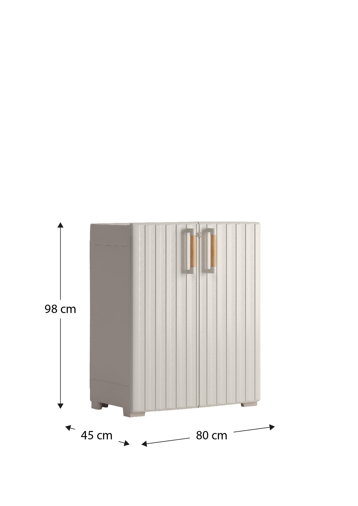 Armoire basse en polypropylène avec 2 portes et 1 étagère beige 98x80x45cm - 9