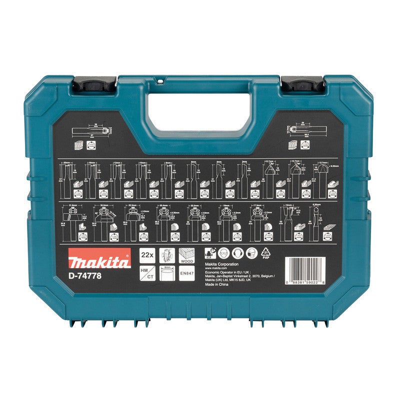 Coffret de fraises Ø8 mm pour défonceuse affleureuse (22 pcs) - MAKITA D-74778 - 3