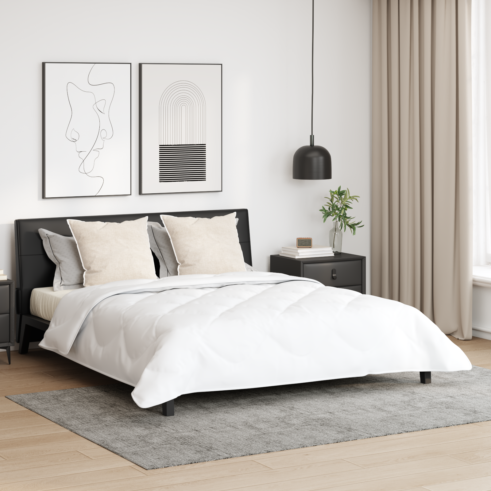 Couette avec oreiller 3 pcs | Duvet Blanc 260 x 220 cm Microfibre - 2