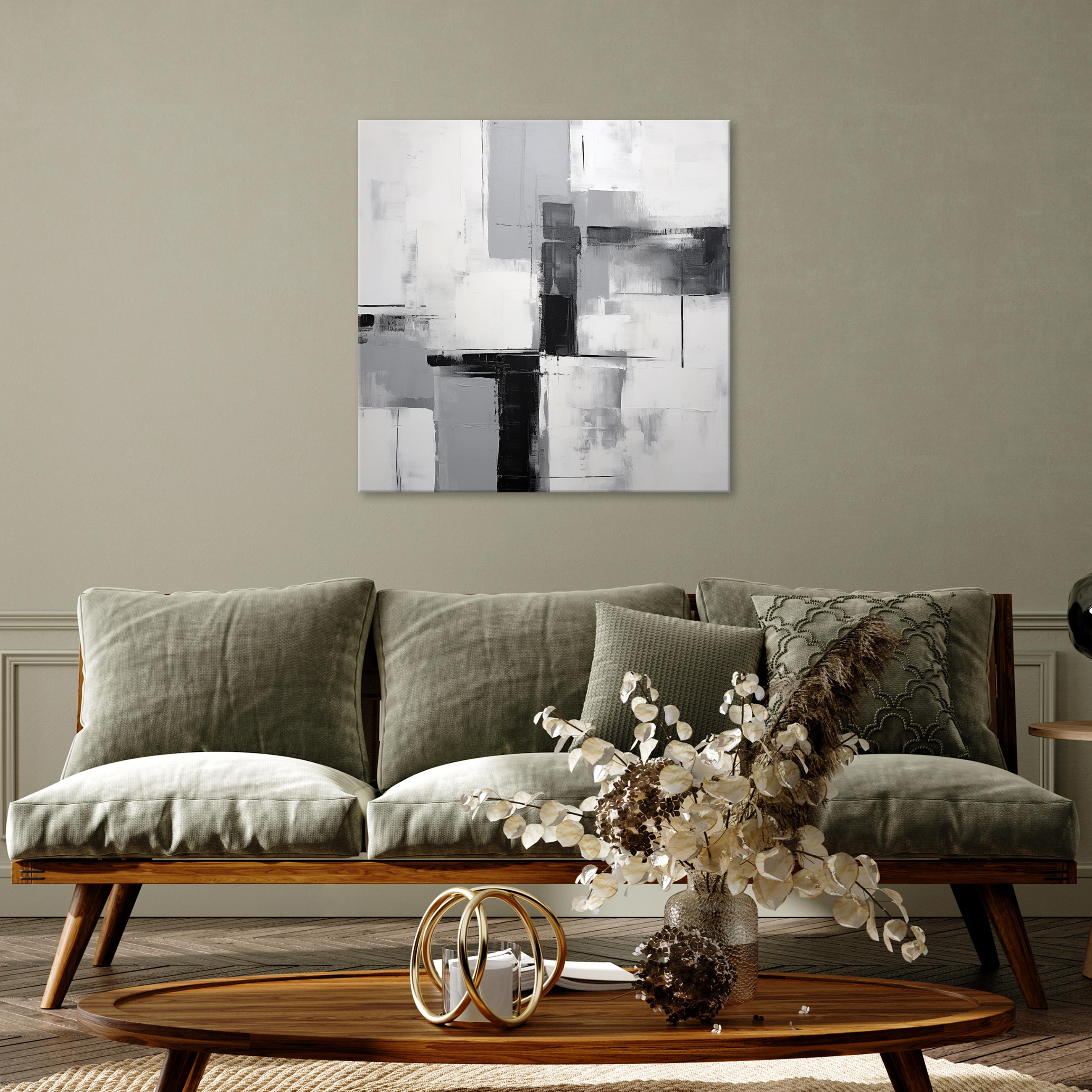 Impression sur Toile Abstraction Boho Art Moderne 40x40 cm XXL Tableau Décoration Murale Intissée pour Salon Chambre pret a accroche - 2