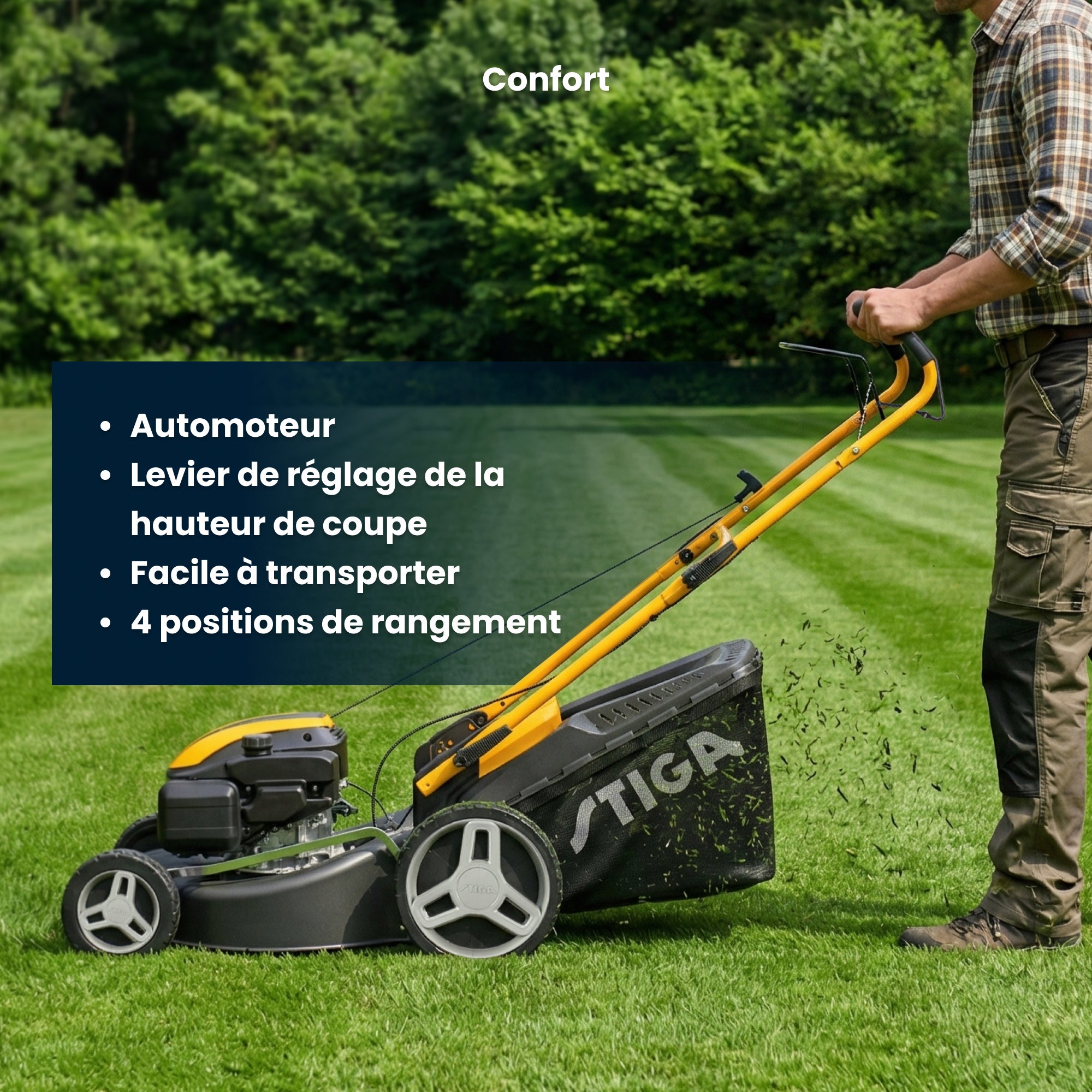 Combi 48 S STIGA Tondeuse automotrice 139cc 46cm bac 60L bouchon mulching - 6