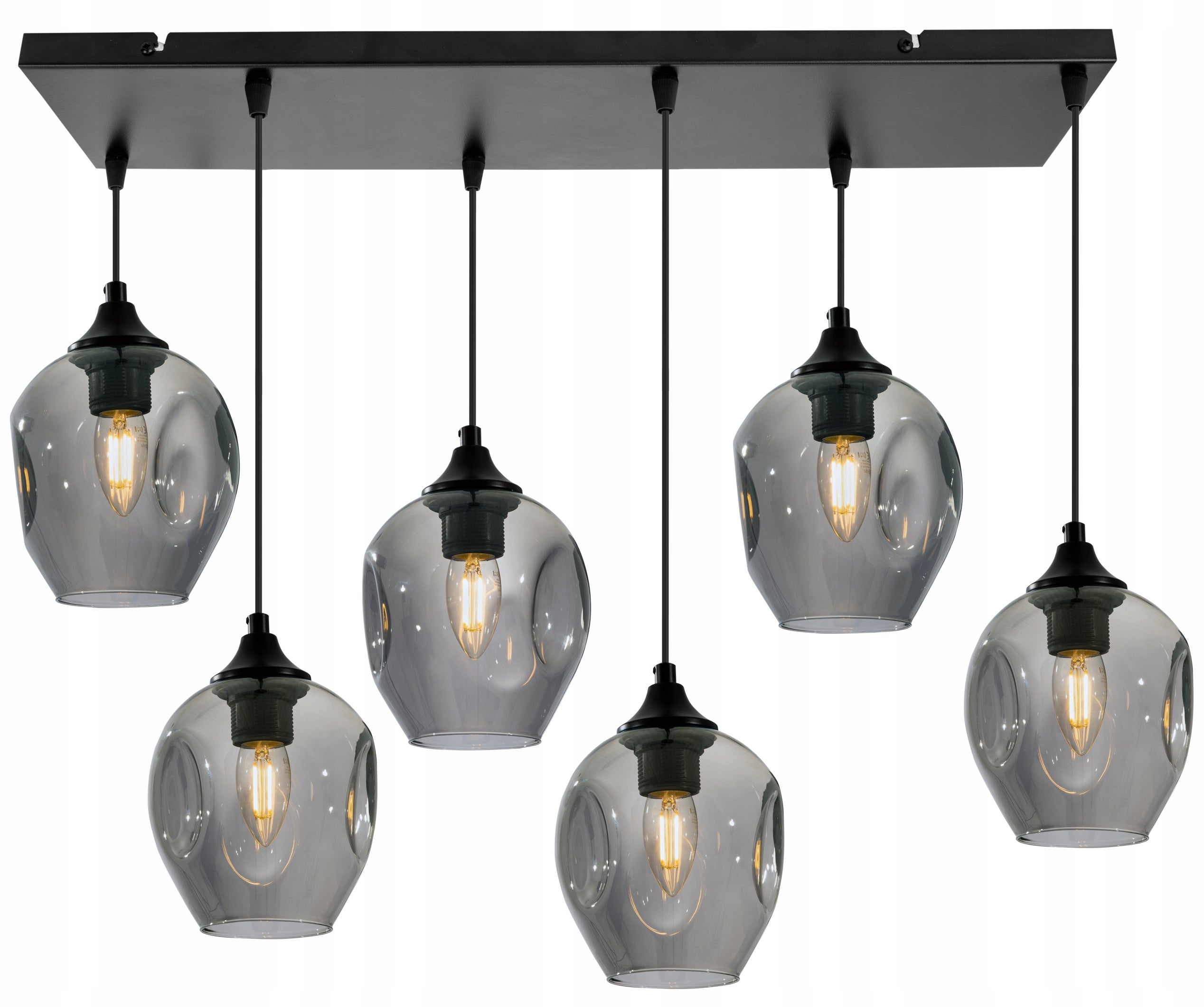 Lampa sufitowa wisząca Praga classy 6xE27 abażur kulisty grafitowy Light Home LH