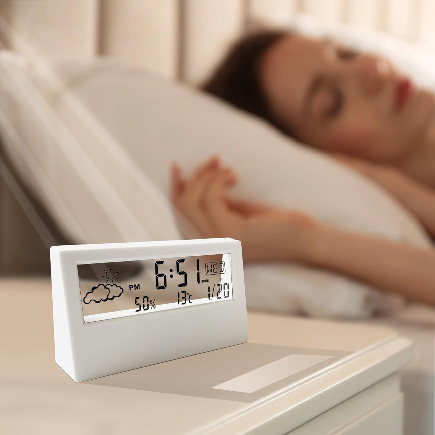 Horloge Numérique Transparente Avec Température Et Humidité - Pile AAA, écran LCD, Pour Bureau/chambre
