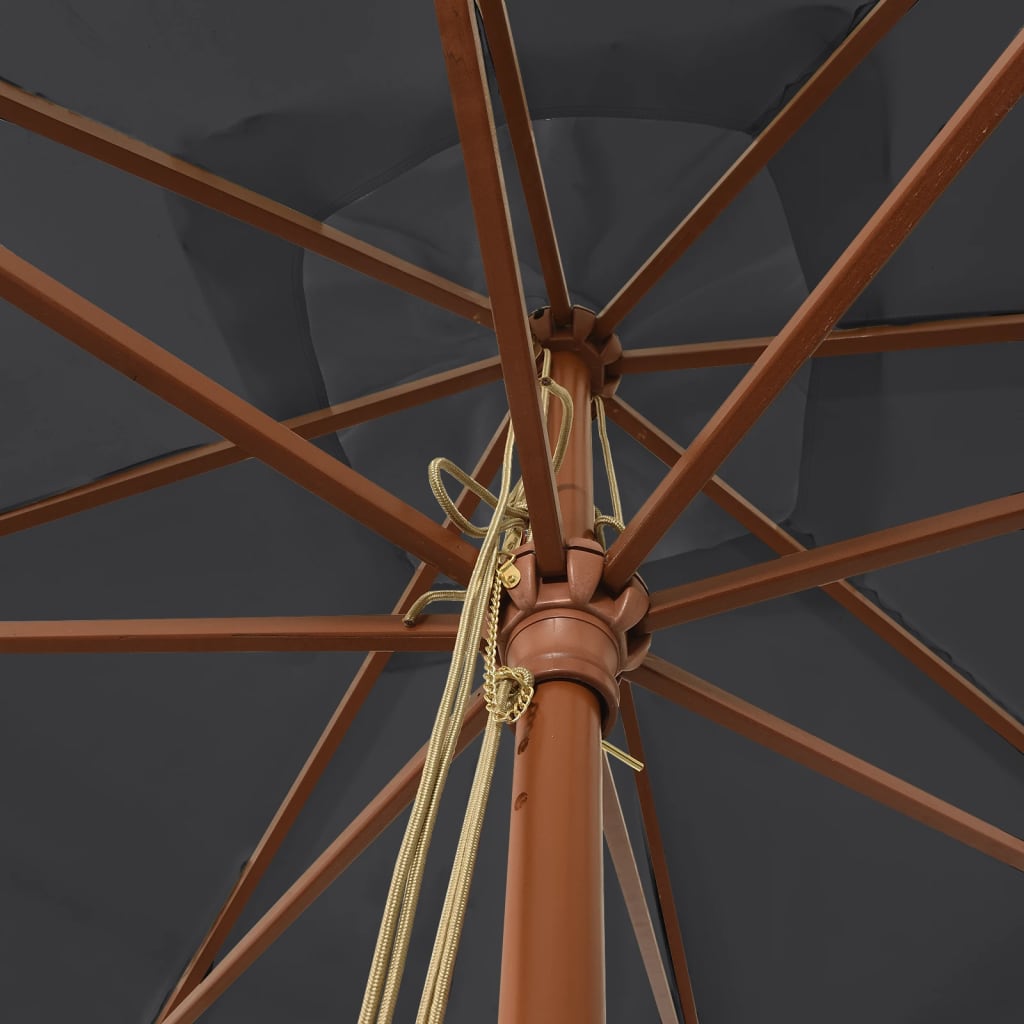 Ombrellone da giardino con palo in legno 300 x 300 x 273 cm nero 02_0008345 - 4