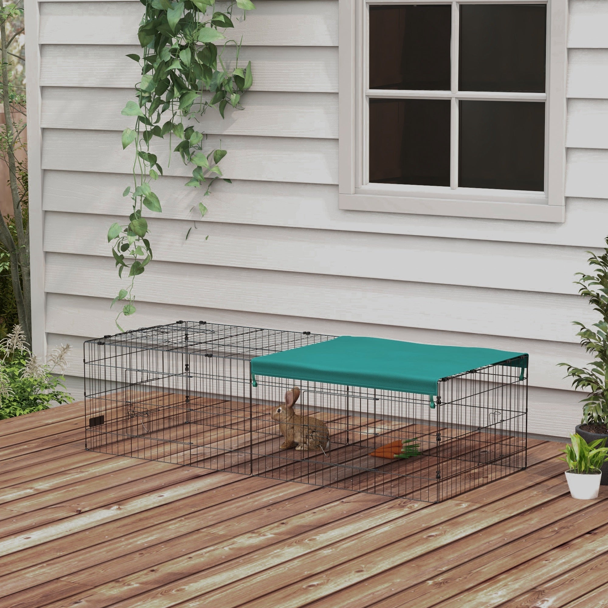 Parc enclos modulable en acier avec bâche 185 x 75 x 50 cm pour lapins ...
