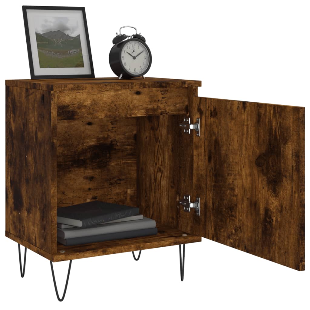 Table de chevet chêne fumé 40x30x50 cm bois d'ingénierie - 3