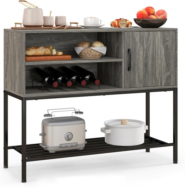 Credenza Alta Con Portabottiglie Per Vino | Multiuso Per Cucina O Soggiorno - Foto 6