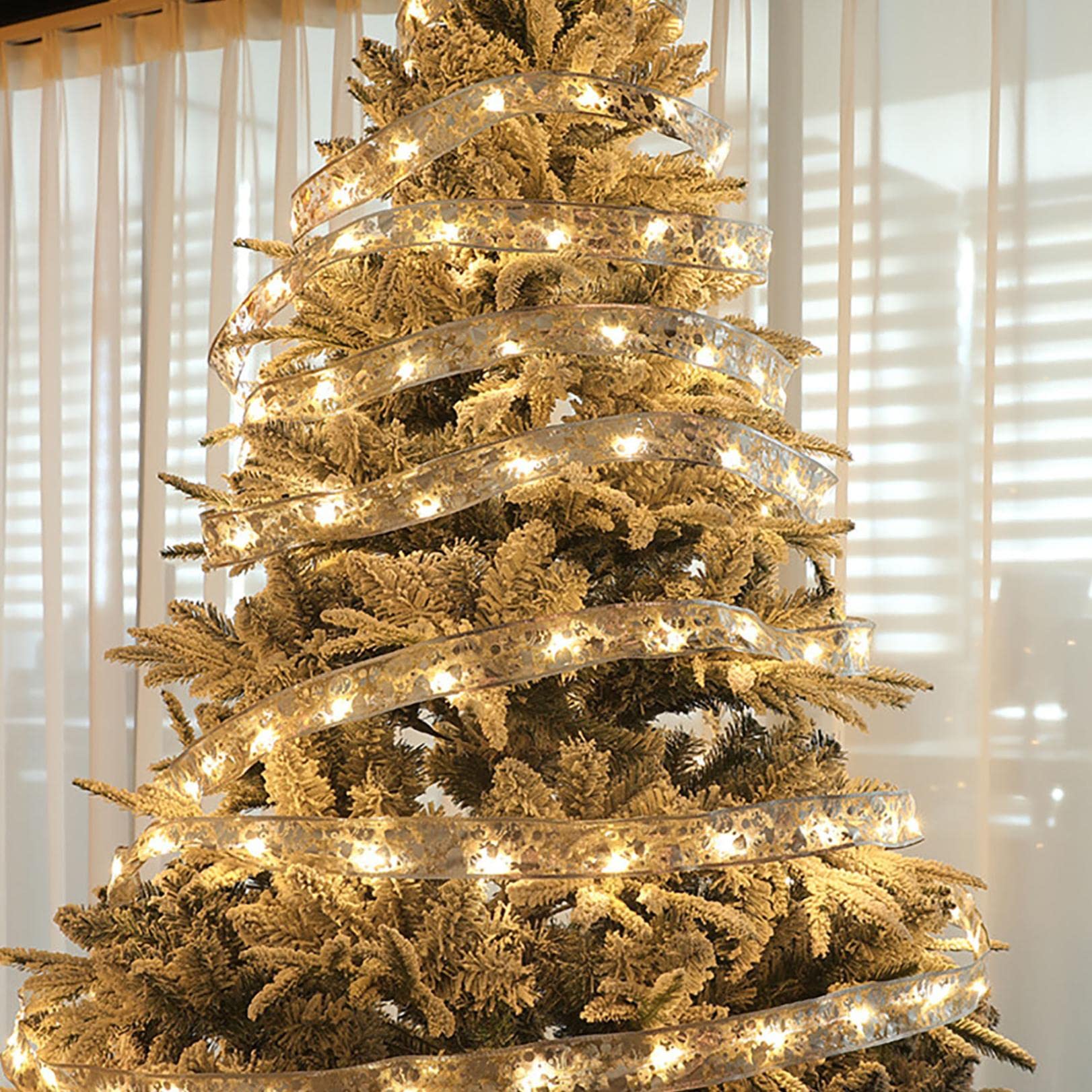 Topo de árvore de Natal de 4 m com luz LED e fita, decoração de estrela de árvore de Natal com controlo remoto, decoração de Natal, luz de Natal - 7