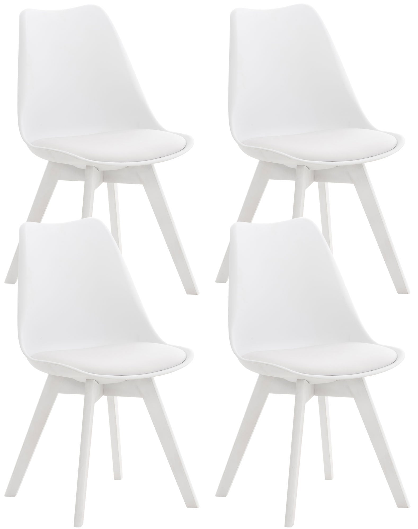 Juego de 4 sillas de comedor/cocina de diseño moderno en sintético blanco 10_0001383