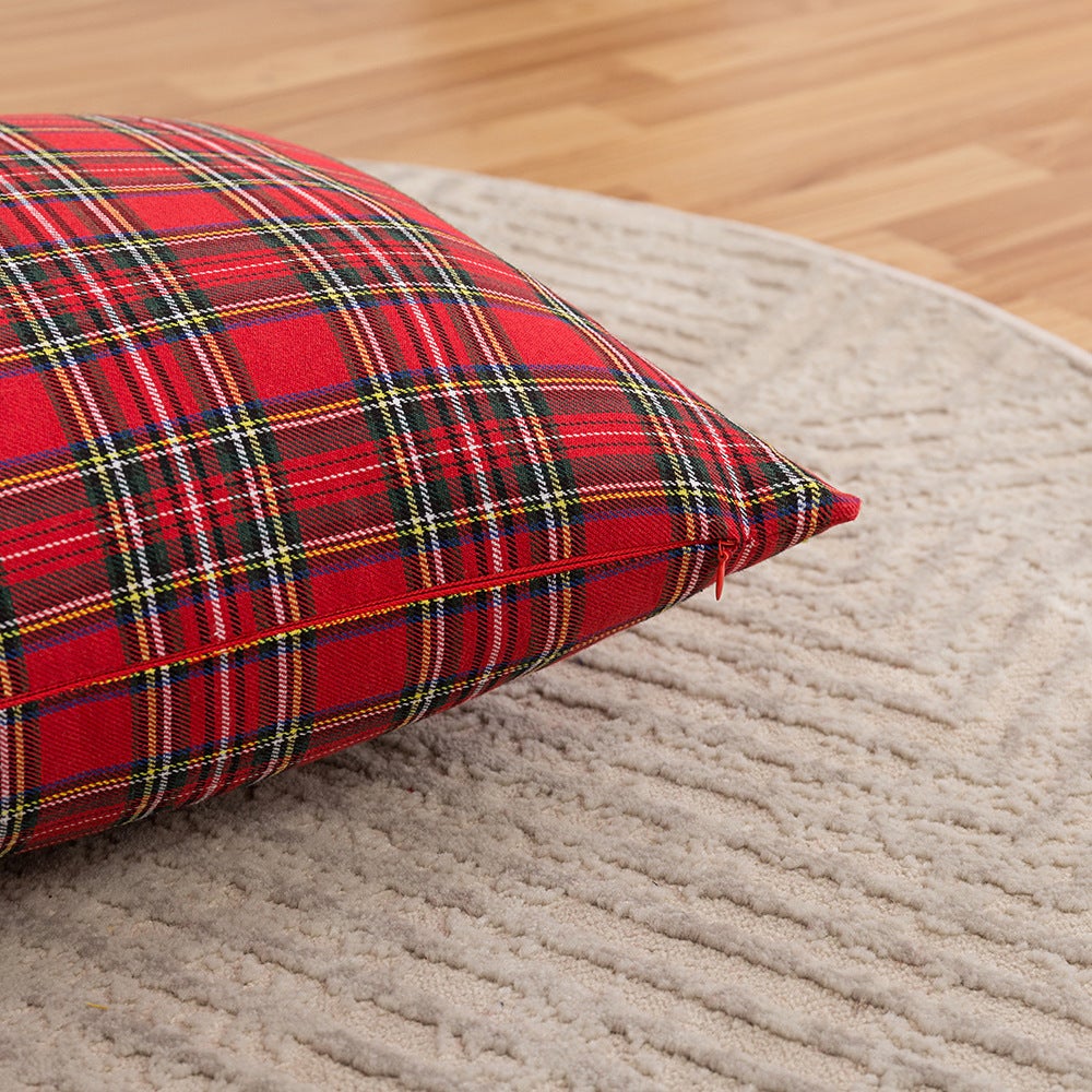 2 pcs Noël Plaid Tartan Coussin Couvre Xmas Jeter Taie d'oreiller Lit Canapé Décor À La Maison - 3