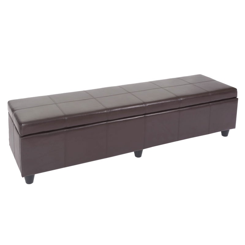 Ławka Ławka ze schowkiem Kriens XXL, imitacja skóry, 180x45x45cm z certyfikatem MVG ~ brązowy