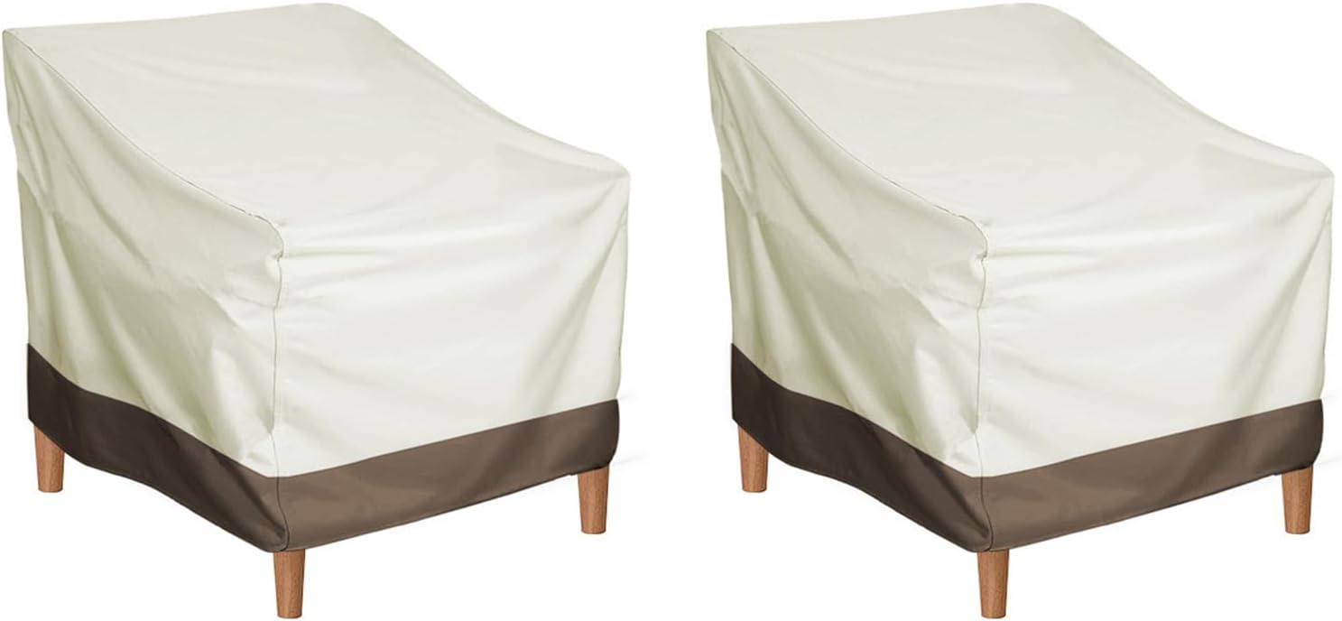 sztuki wodoodpornych pokrowców na krzesła ogrodowe 210D – pokrowce ochronne na meble ogrodowe 80 x 85 x 91,5 cm – beżowe