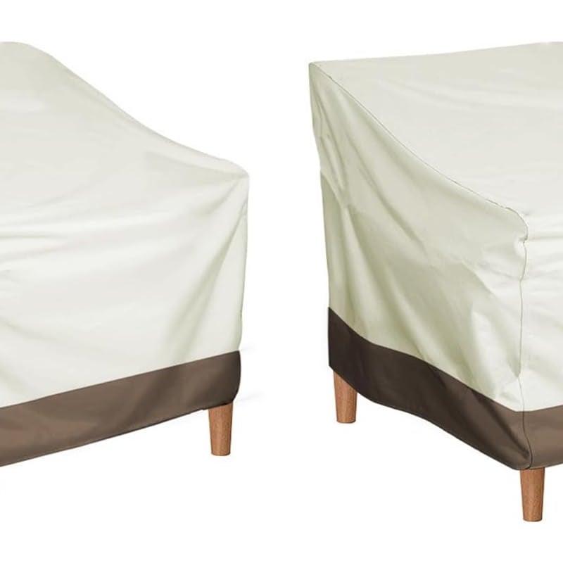 sztuki wodoodpornych pokrowców na krzesła ogrodowe 210D – pokrowce ochronne na meble ogrodowe 80 x 85 x 91,5 cm – beżowe