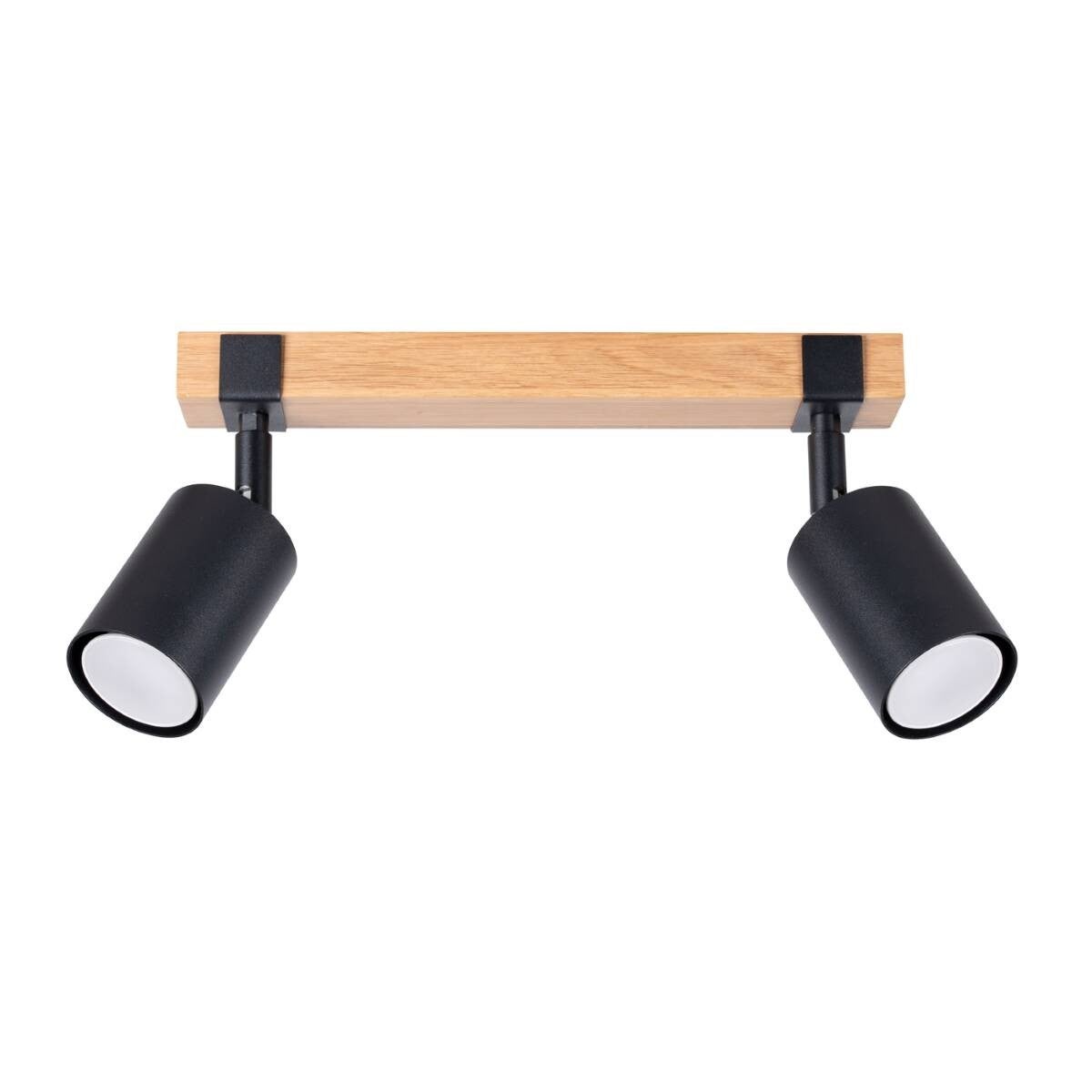 Reflektor sufitowy spot natynkowy Fager listwa czarny-naturalne drewno 2xGU10x10W wym: 17,2 x 6 x 38 cm metal Sollux Lighting