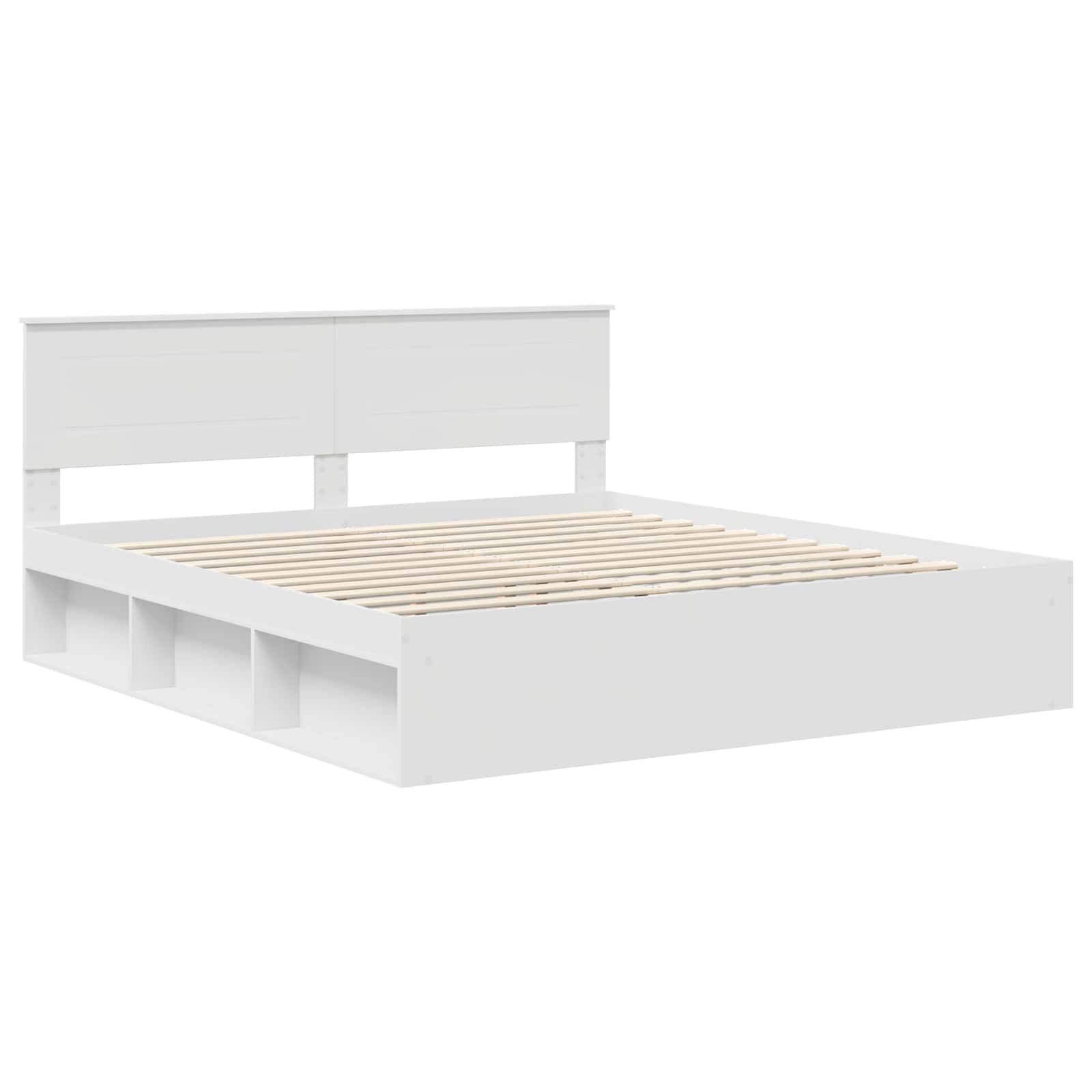 Cadre de lit blanc 180 x 200 cm en panneau de bois - 4