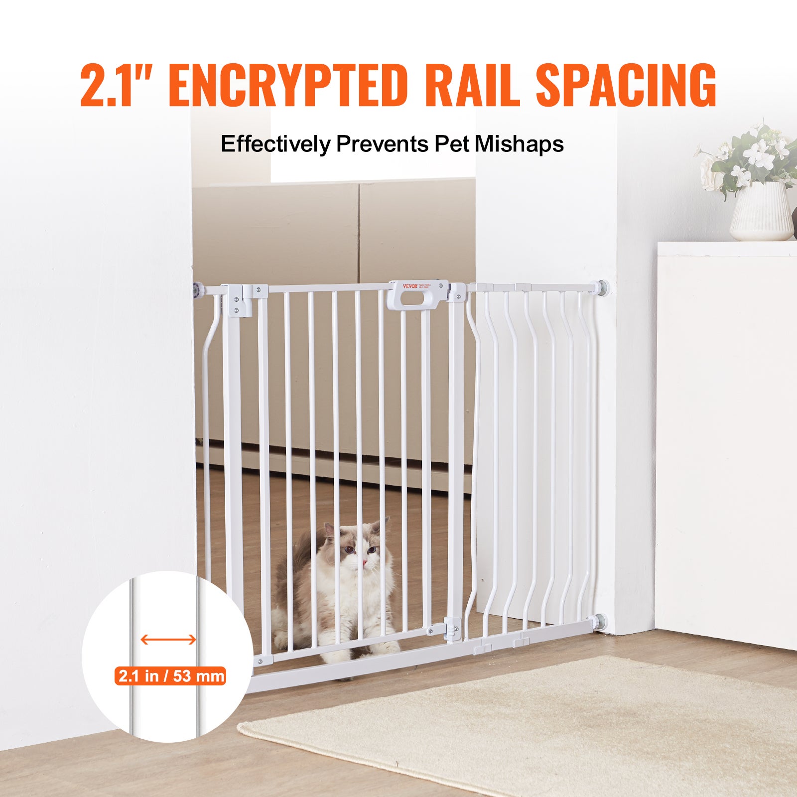 Barriere de Securite Extensible 75-118 cm Hauteur 76 cm Barriere deEscalier a Fermeture Automatique sans Percage Grande Ouverture 533 mm a 180° VEVOR - 5