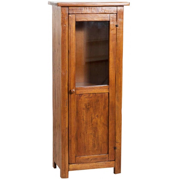 Vitrina rústica biscottini en madera maciza de tilo acabado nogal 40x25x98 cm