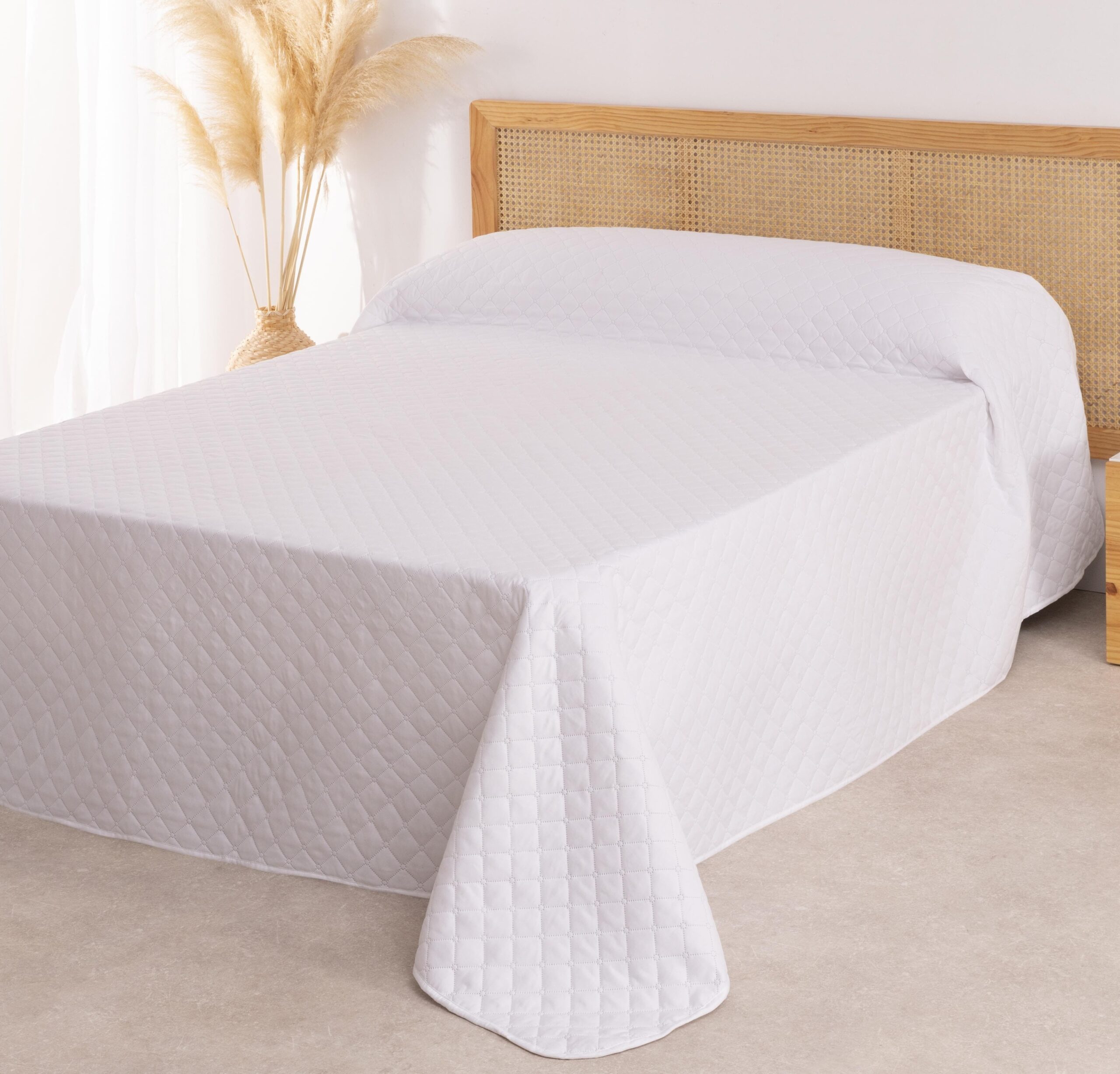 Colcha primavera verano reversible toscana blanco cama 105cm