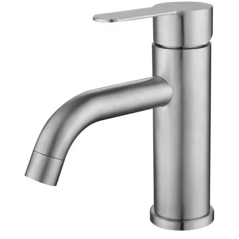 Kran kątowy ze szczotkowanej stali nierdzewnej 304 z kolankiem do wody ciepłej i zimnej, wysokim korpusem głównym i pojedynczym uchwytem