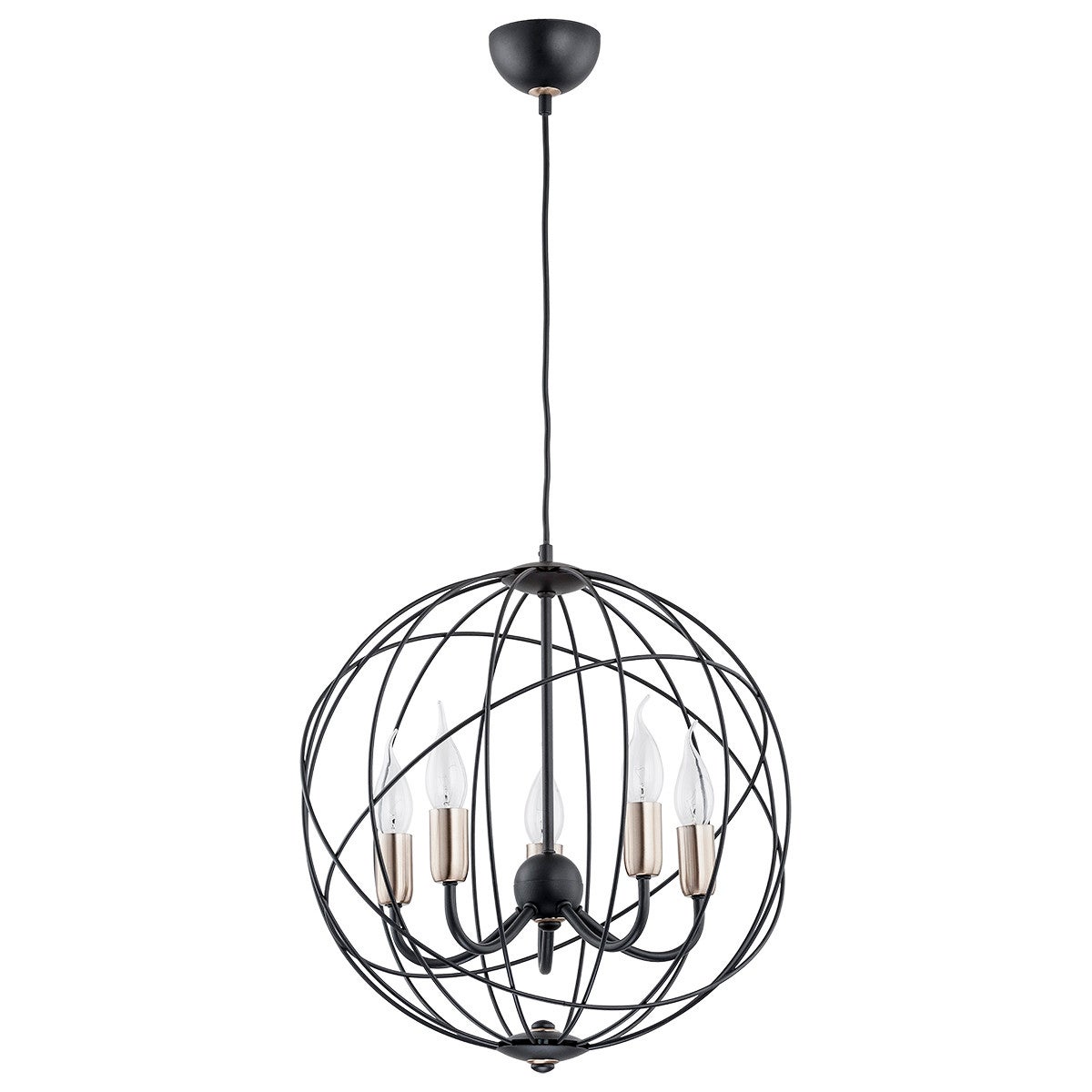 Lampa wisząca Nosferatu czarna-mosiądz 5xE14x10W industrialna wym: 90 x 43 x 43 cm metal Alfa