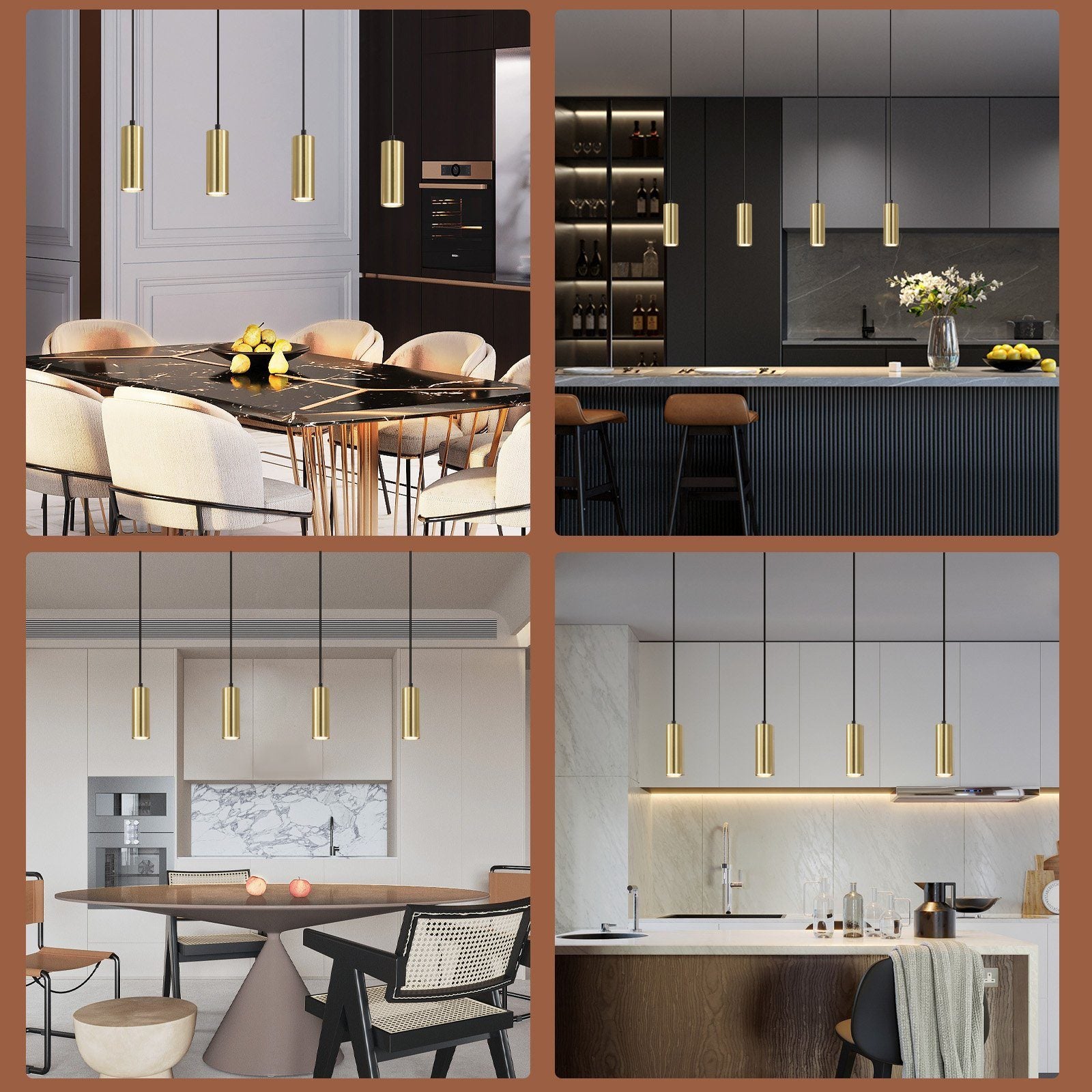 ZMH Suspension Lustre Doré GU10 Retro 170cm métal 4 lumières style industriel - 2